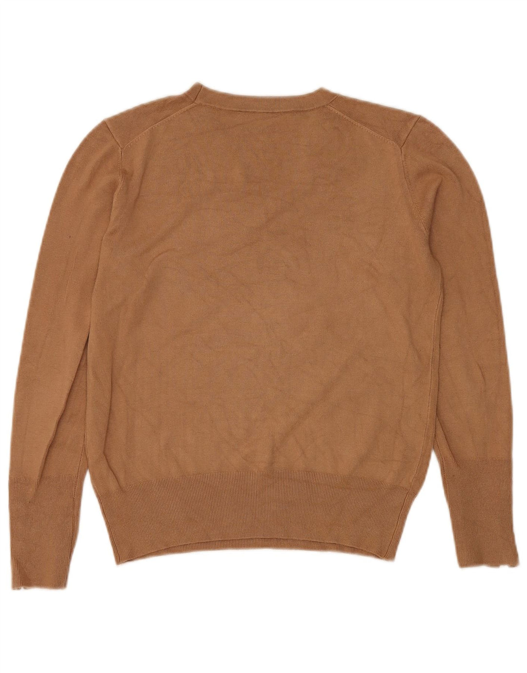 Suéter feminino Zara com gola redonda, Reino Unido 14, marrom médio