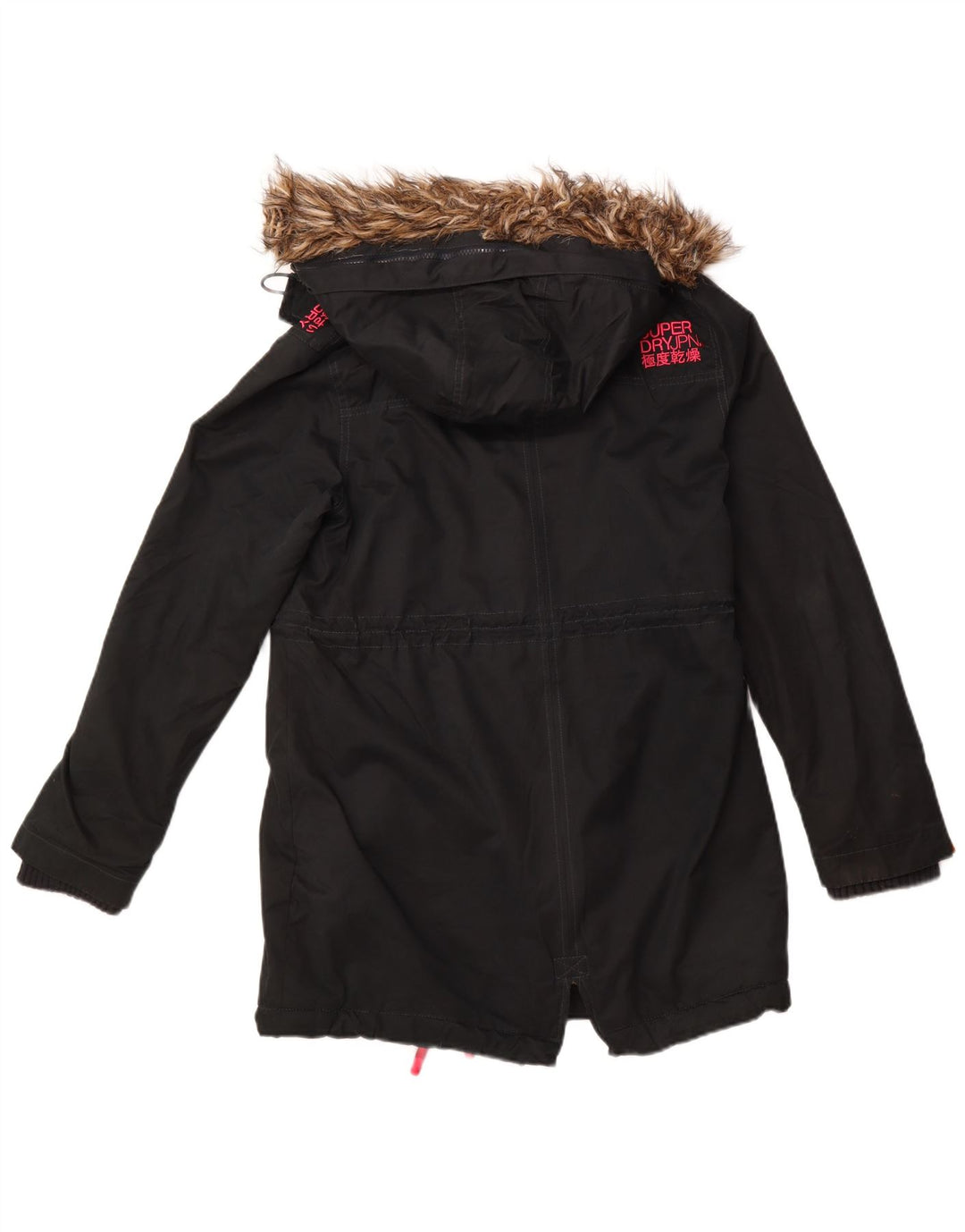 Jaqueta feminina SUPERDRY Windparka com capuz gráfico UK 14 grande preta