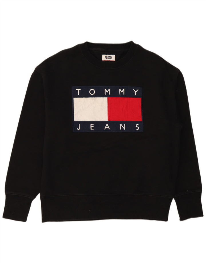 TOMMY HILFIGER moletom gráfico masculino jumper grande algodão preto