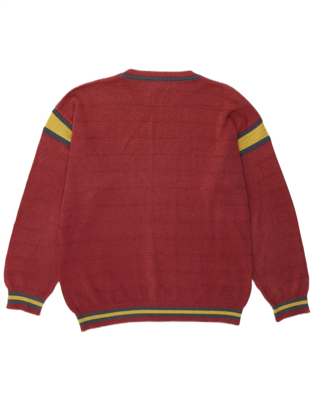 Suéter vintage masculino com gola redonda grande bloco colorido rosa