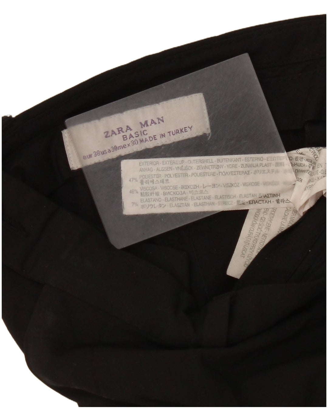 Zara Mens Straight Suit Calças EU 38 Pequeno W30 L35 Poliéster Preto