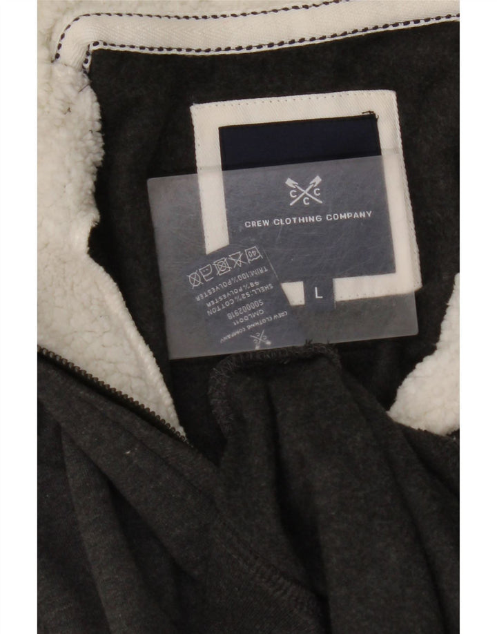 CREW CLOTHING Suéter masculino com gola e zíper grande algodão cinza