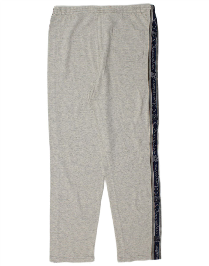 CHAMPION Calça de treino masculina gráfica grande algodão cinza