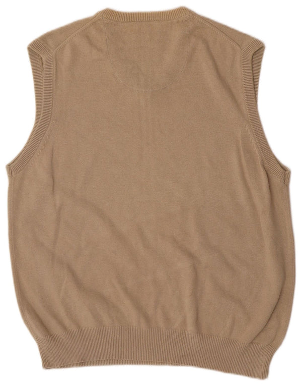 Regata masculina Marks & Spencer Blue Harbour Vest grande algodão bege