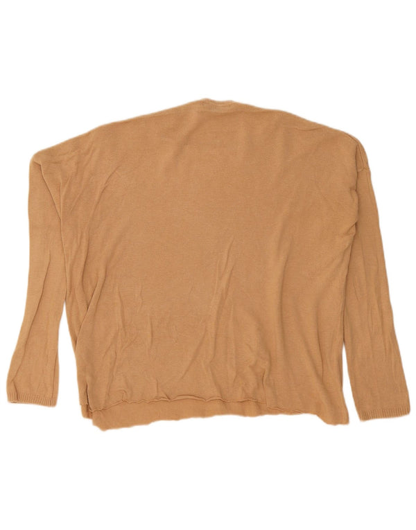 Zara Suéter feminino oversized com gola redonda Reino Unido 14 médio bege