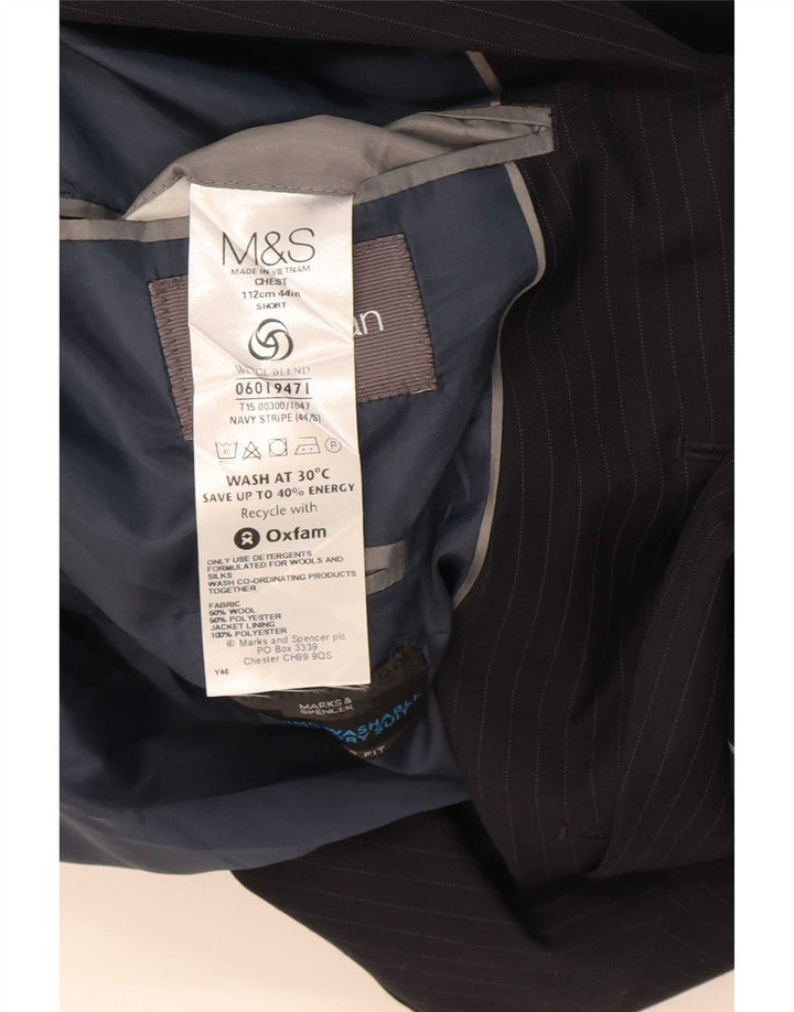 Jaqueta Blazer Curta Masculina Marks & Spencer Reino Unido 44 XL Riscas Azul Marinho