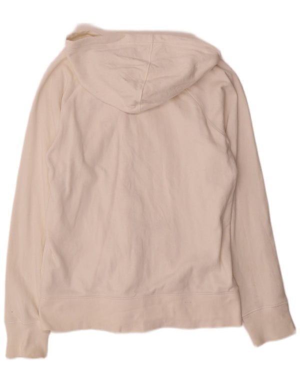 Suéter feminino Nike com capuz e zíper EUA 12/14 grande algodão branco