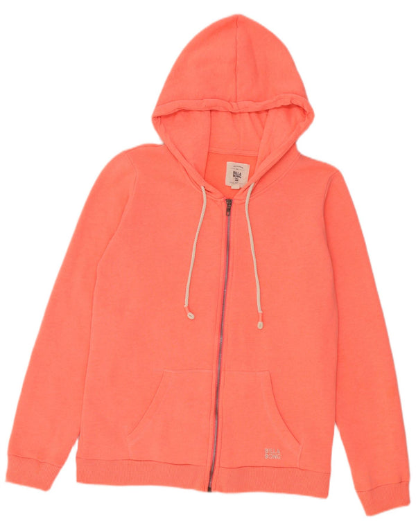 Suéter feminino Billabong com capuz e zíper Reino Unido 14 algodão laranja médio