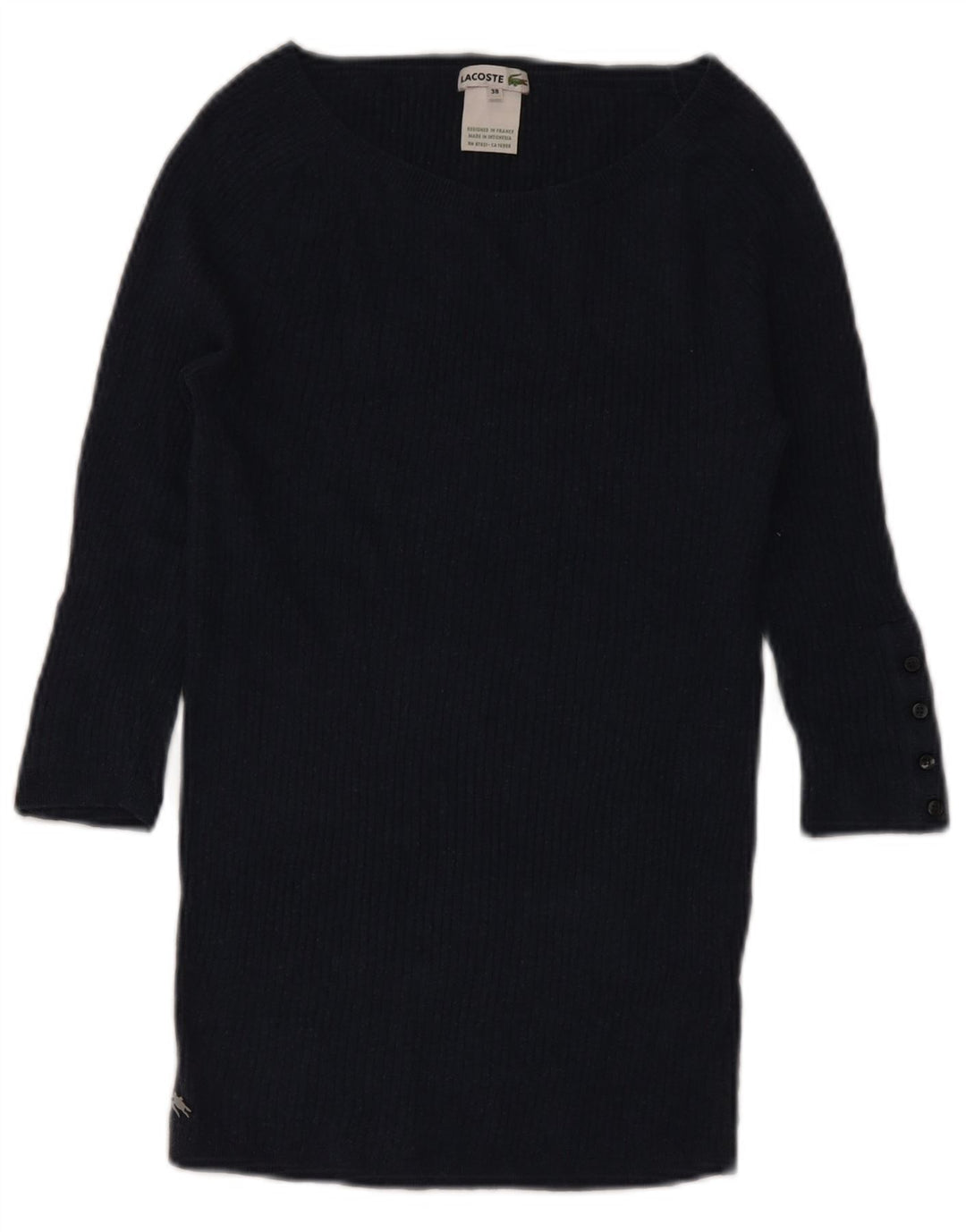 Suéter feminino Lacoste manga 3/4 com gola canoa tamanho 38 médio azul marinho