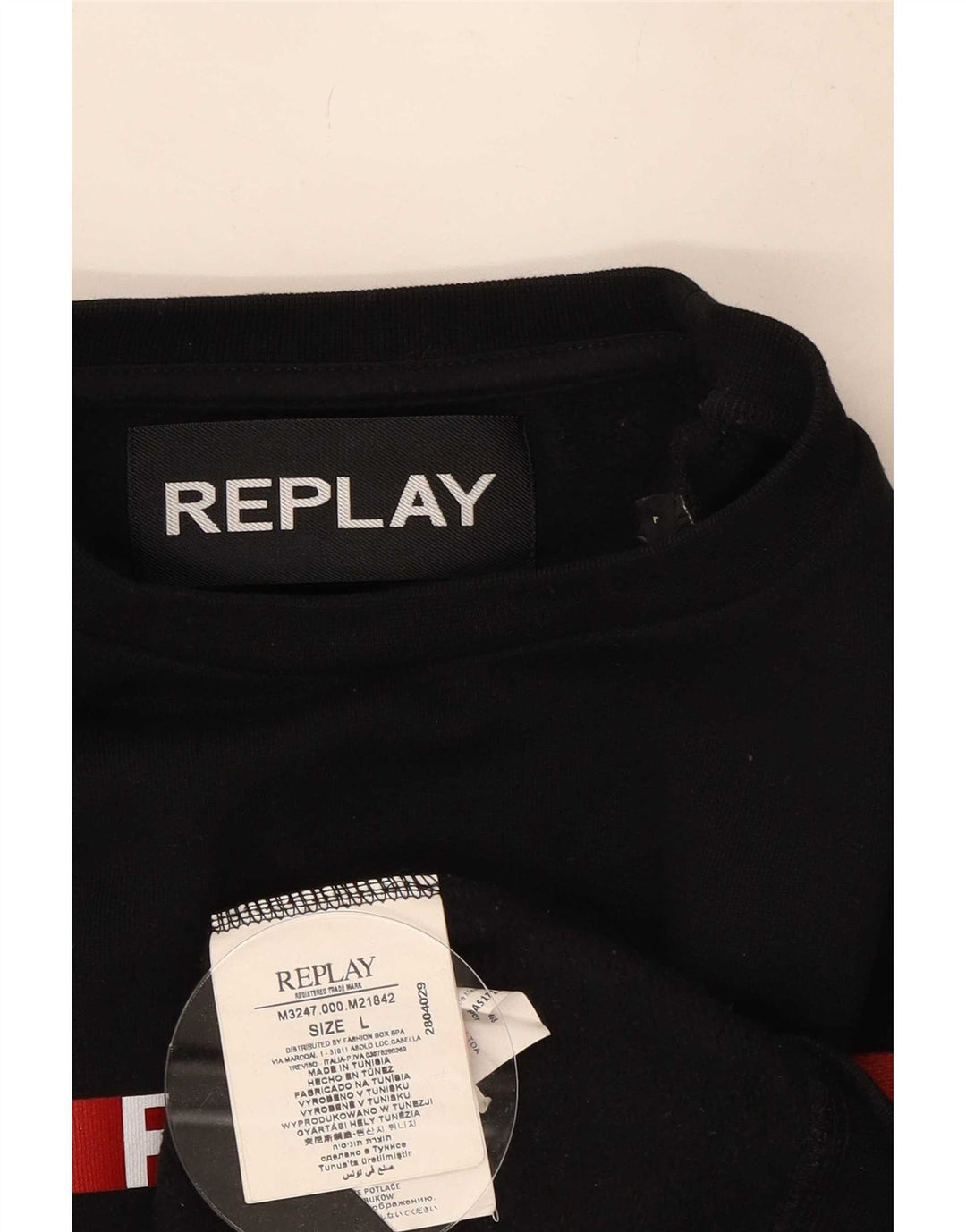 Replay moletom gráfico masculino jumper grande algodão colorblock preto
