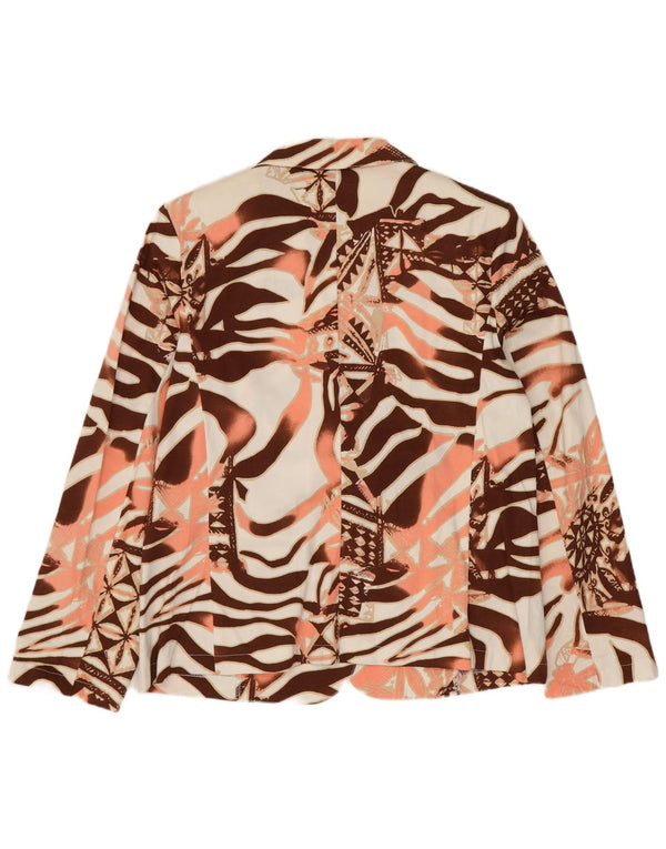 Jaqueta blazer feminina VINTAGE Reino Unido 14 grande estampa animal multicolorida