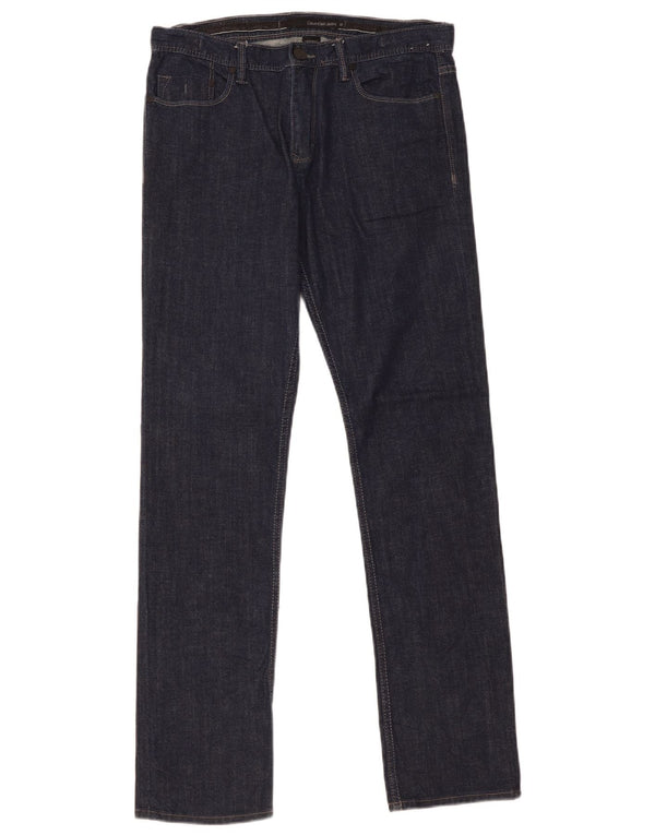 Calvin Klein Mens Jeans Skinny de Ajuste Estreito W32 L33 Azul Marinho Algodão