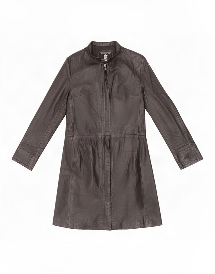 Casaco de couro feminino vintage IT 44 médio preto