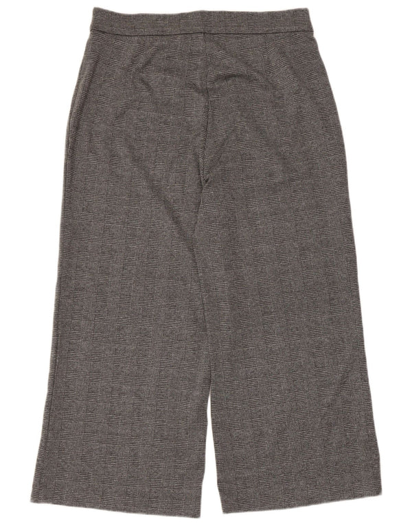 Calças cortadas femininas Marks & Spencer UK 16 grandes W34 L24 xadrez cinza