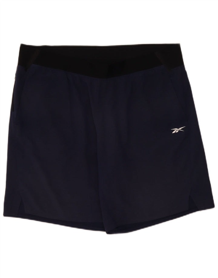 Shorts esportivos masculinos Reebok XL azul marinho colorblock poliéster