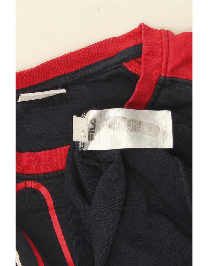 Moletom masculino Fila Graphic Jumper grande algodão colorblock azul marinho