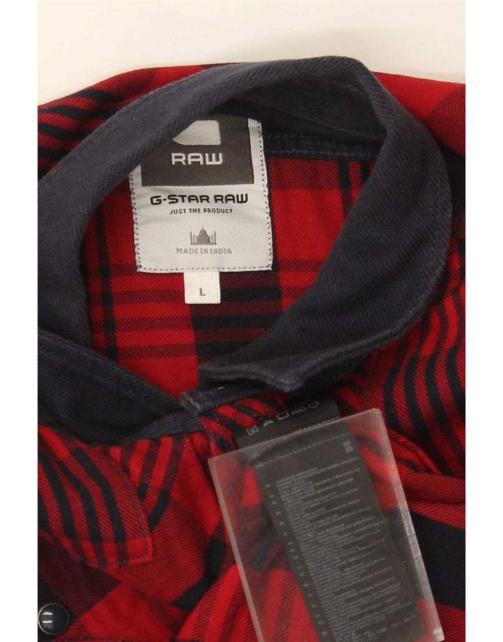 Camisa masculina de flanela G-Star grande algodão xadrez vermelho
