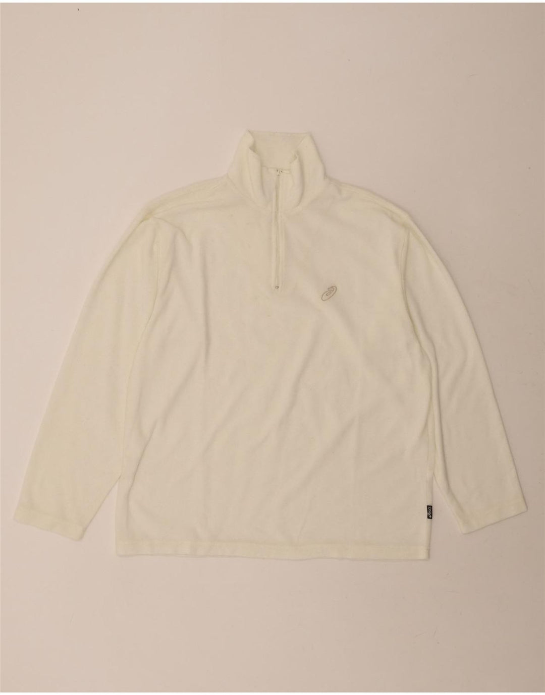 ASICS Mens Zip Neck Sweatshirt Jumper Large Off White Polyester Vintage Asics and Second-Hand Asics from Messina Hembry 