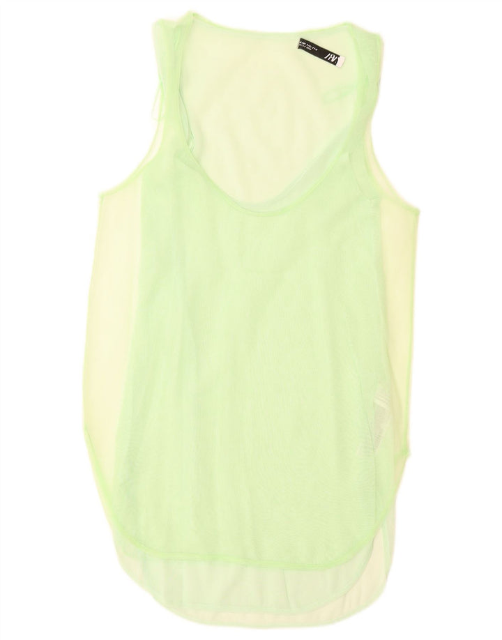 Túnica feminina sem mangas Zara UK 10 pequena poliamida verde