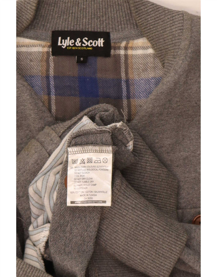 Suéter cardigã masculino Lyle & Scott pequeno algodão cinza