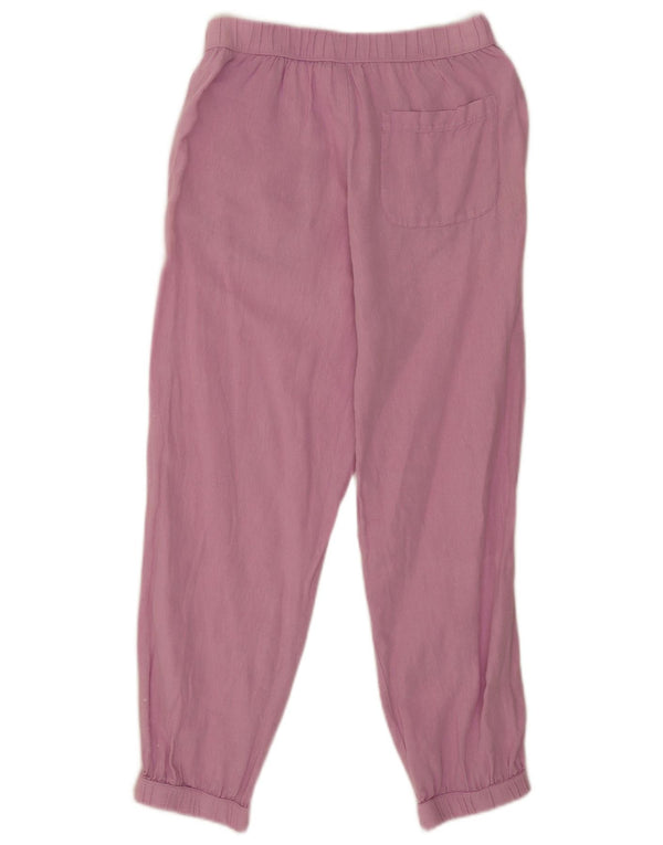 Calça feminina Zara com corte relaxado pequeno W26 L25 linho rosa