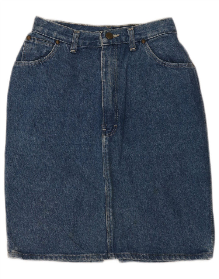 Saia jeans feminina cintura alta GITANO W26 algodão azul pequeno