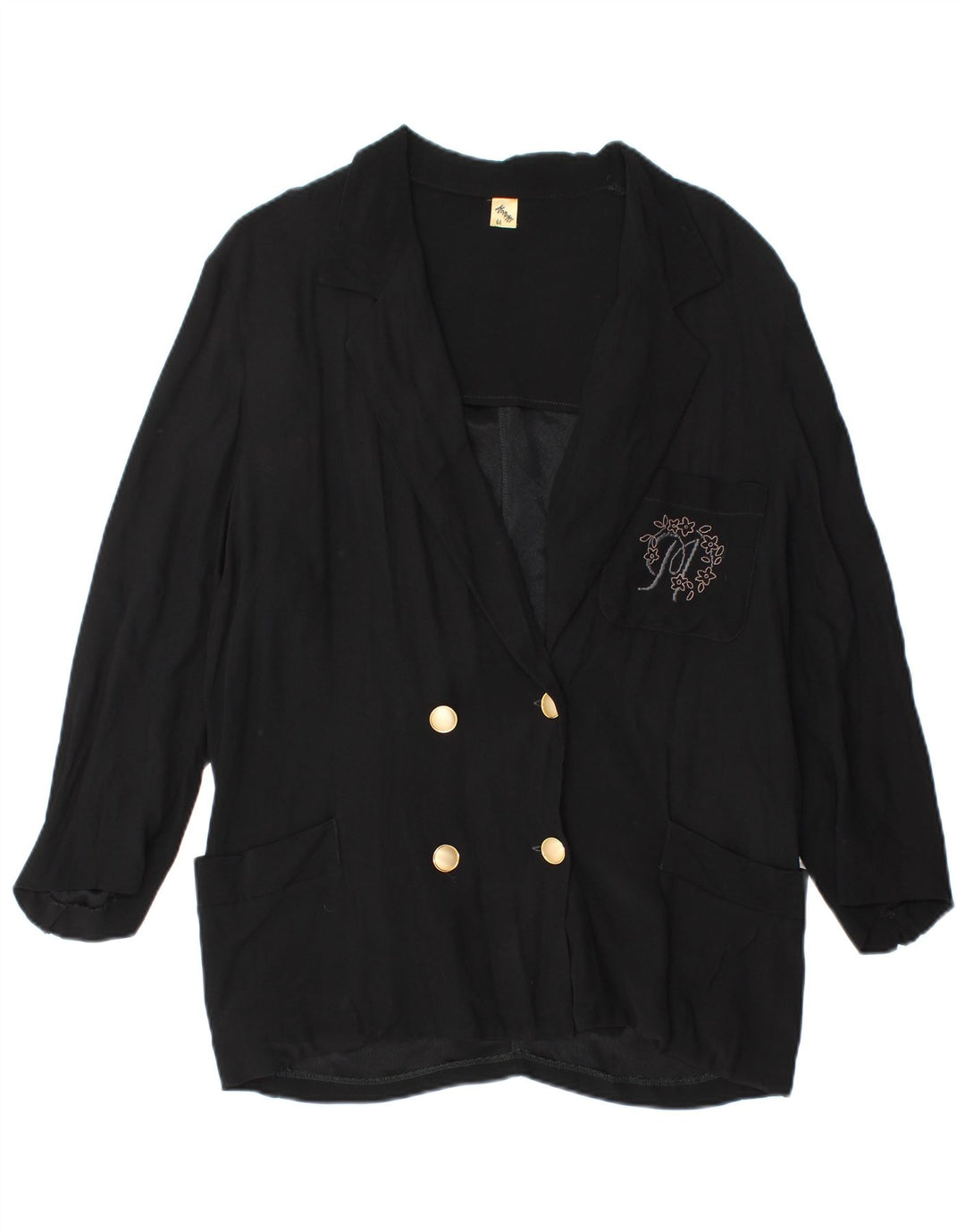 Jaqueta blazer feminina vintage com peito duplo IT 44 acetato preto médio
