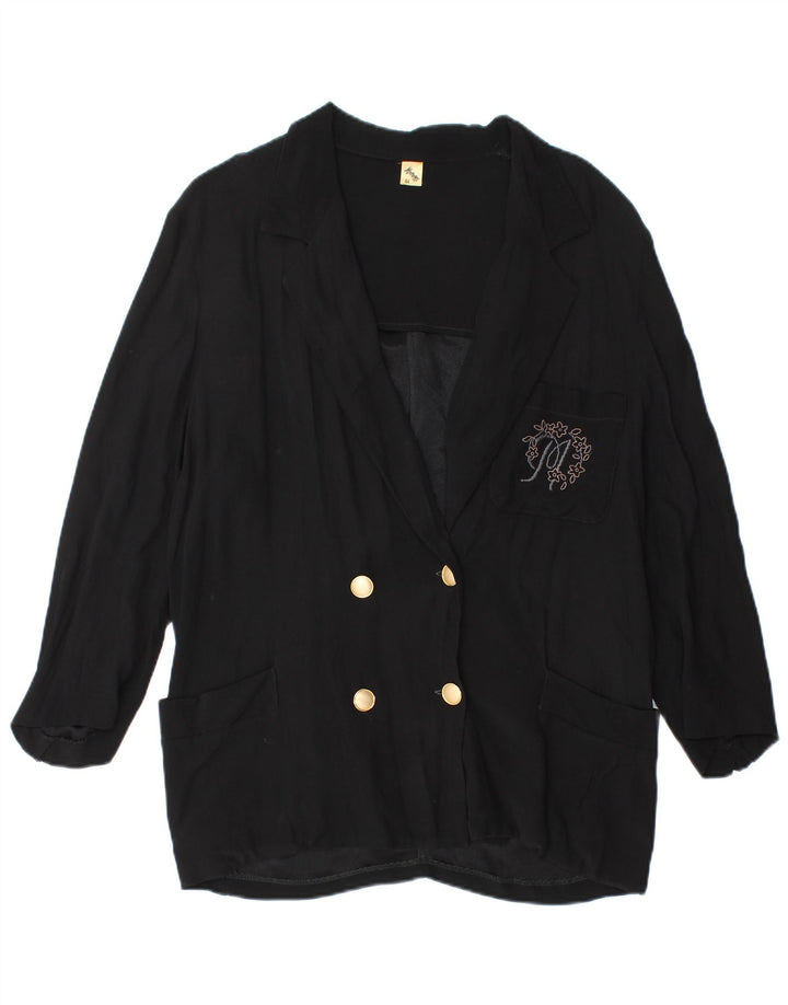 Jaqueta blazer feminina vintage com peito duplo IT 44 acetato preto médio