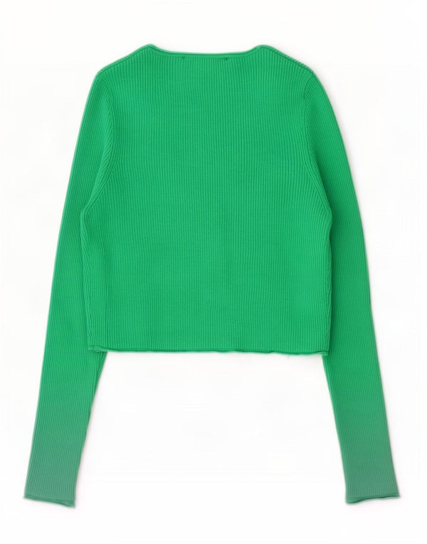 Suéter cardigã feminino Zara Reino Unido 10 pequeno verde nylon