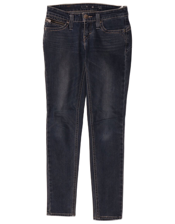 Jeans skinny feminino de cintura baixa Levi's W26 L29 algodão azul marinho