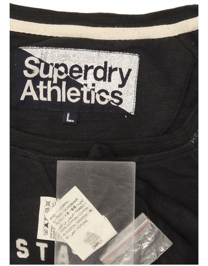Suéter gráfico feminino SUPERDRY UK 16 grande algodão preto