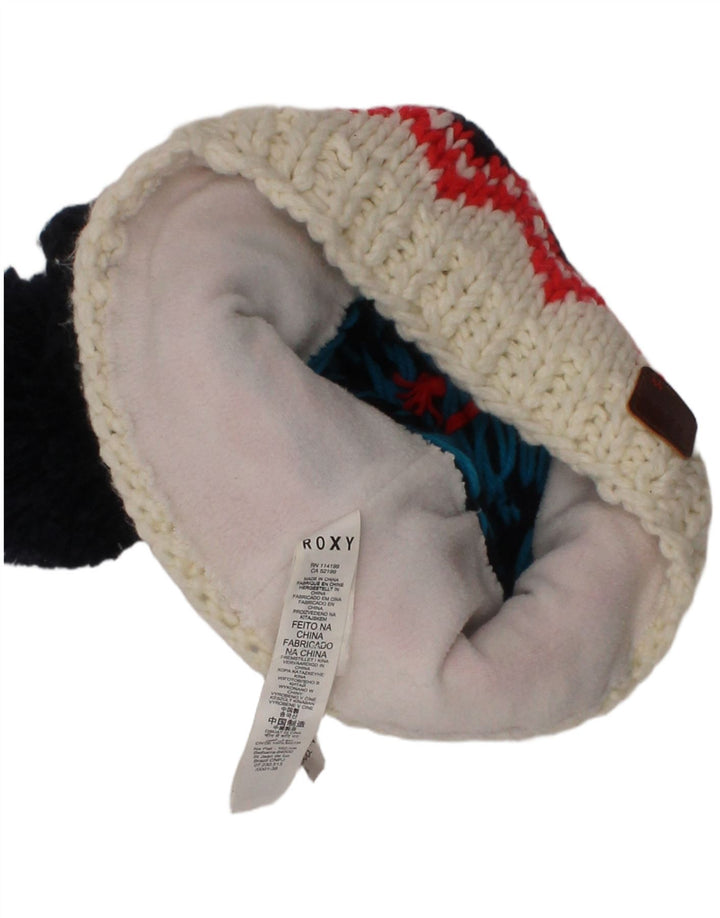 Gorro feminino Roxy em malha tamanho único azul marinho Fair Isle poliéster inverno