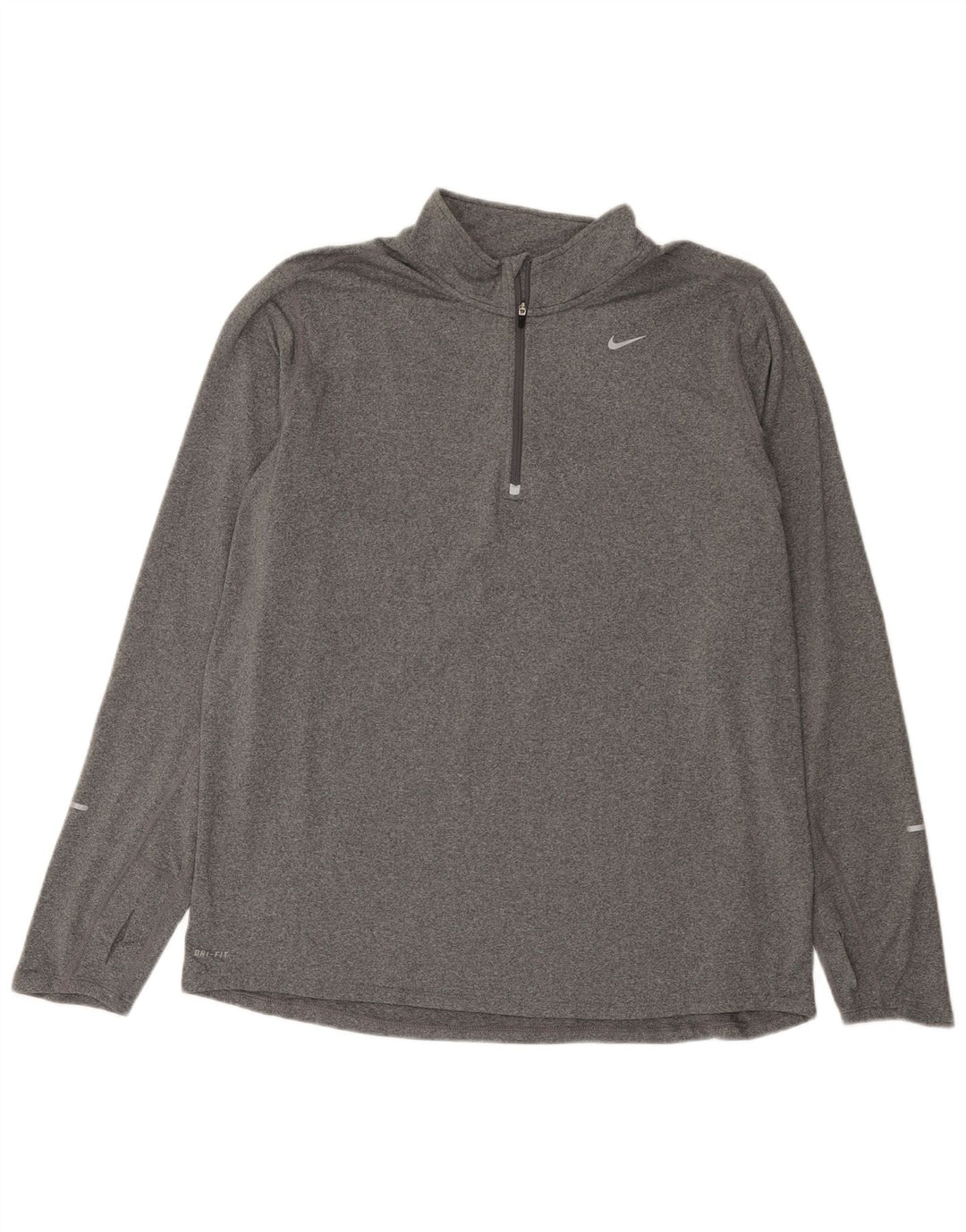 Top masculino Nike Dri Fit com zíper e manga comprida XL cinza manchado de poliéster