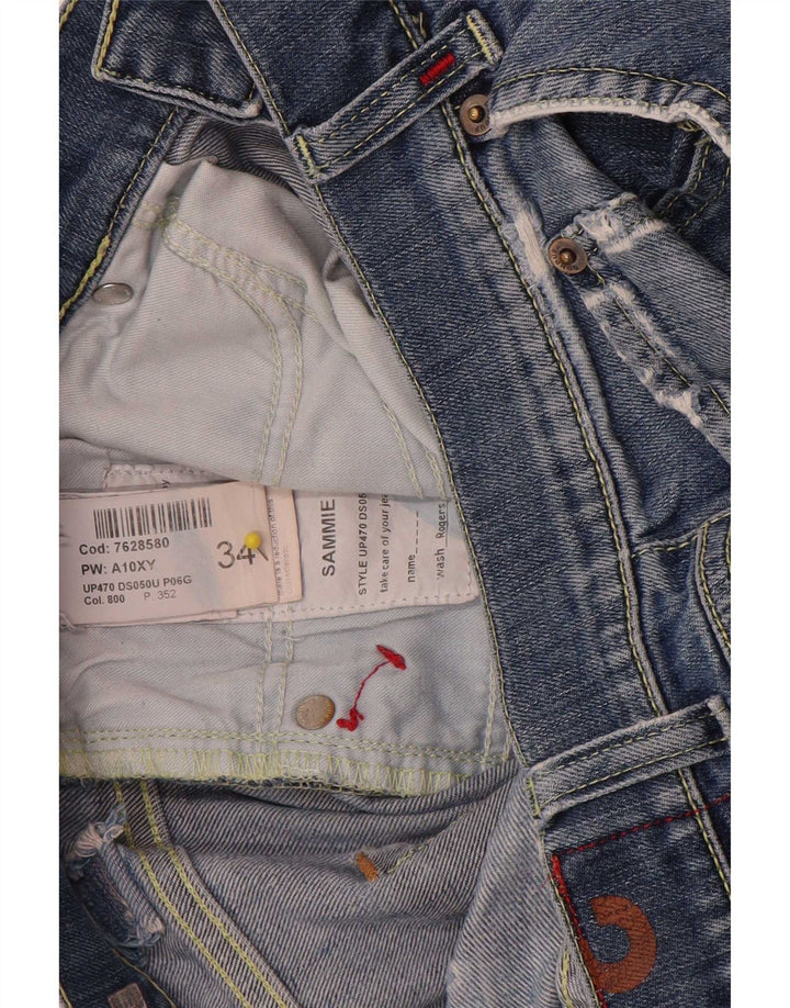 Dondup Mens Straight Jeans W34 L31 Azul Algodão