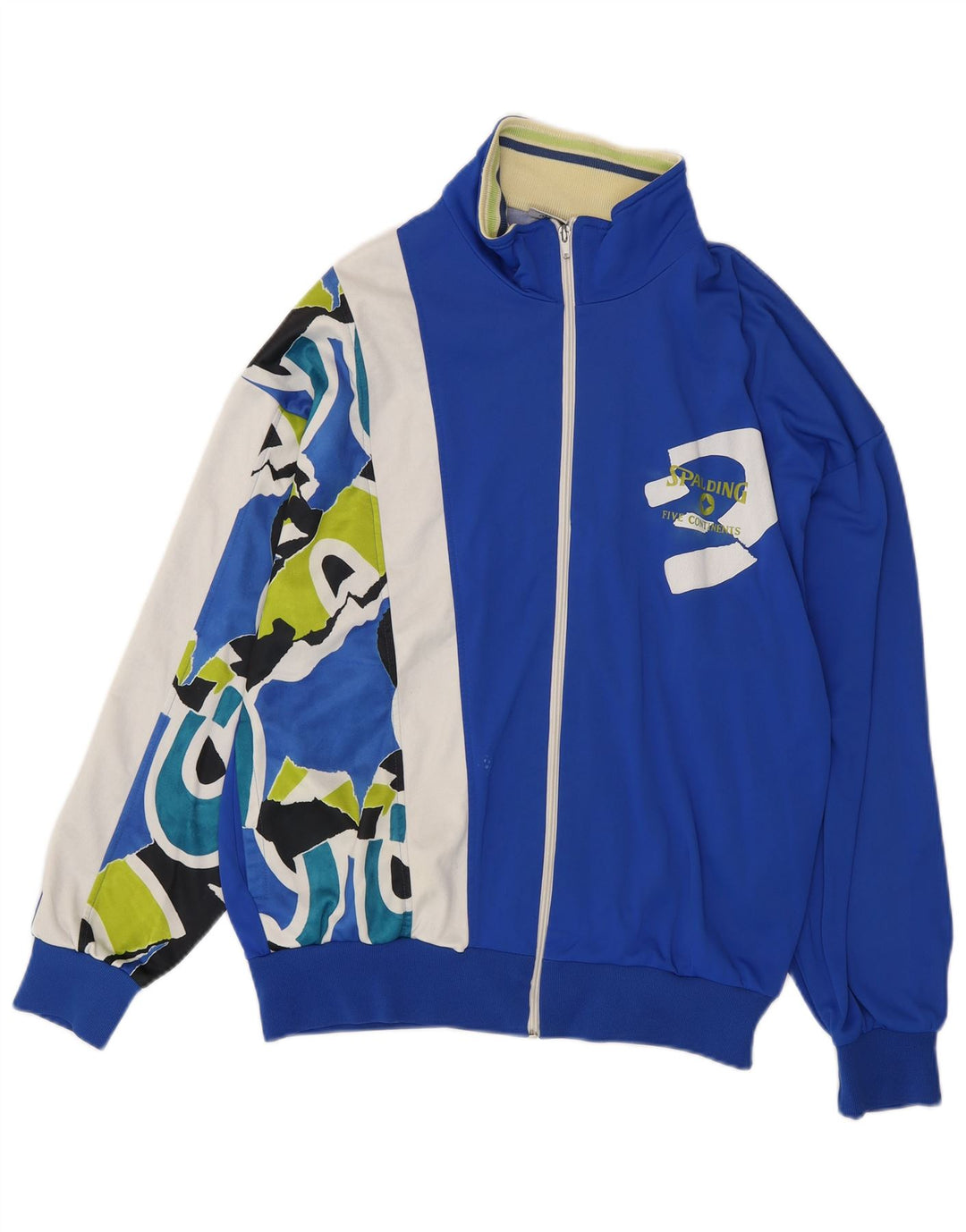 Jaqueta masculina de agasalho gráfico SPALDING grande bloco colorido azul