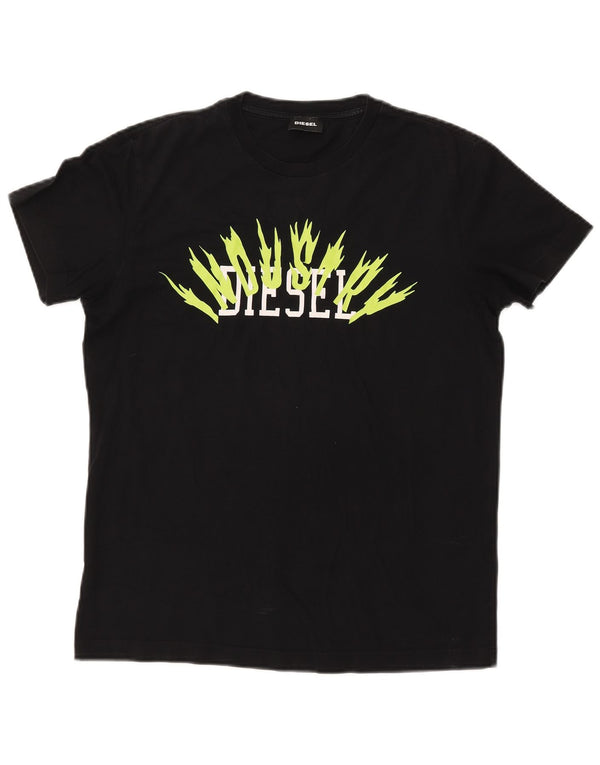 Camiseta feminina gráfica DIESEL UK 14 algodão preto médio