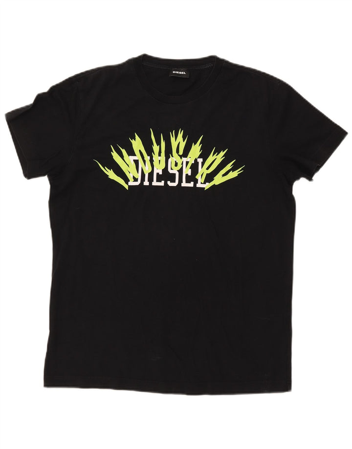 Camiseta feminina gráfica DIESEL UK 14 algodão preto médio