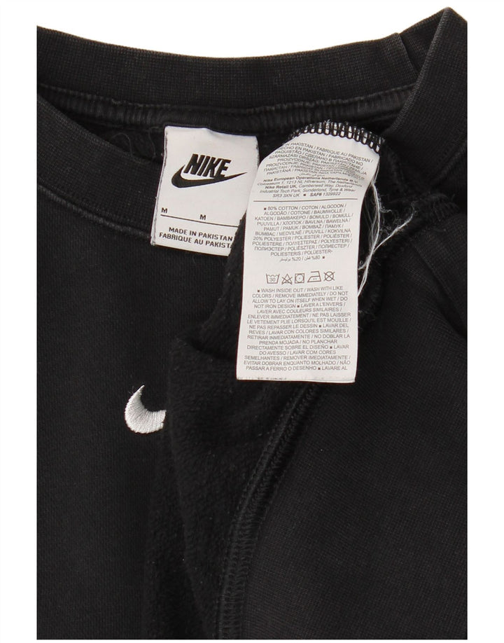 NIKE Womens Crop Oversized Sweatshirt Jumper UK 14 Médio Preto Algodão