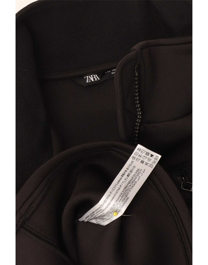Zara Womens Bomber Jacket UK 14 Grande Poliéster Preto