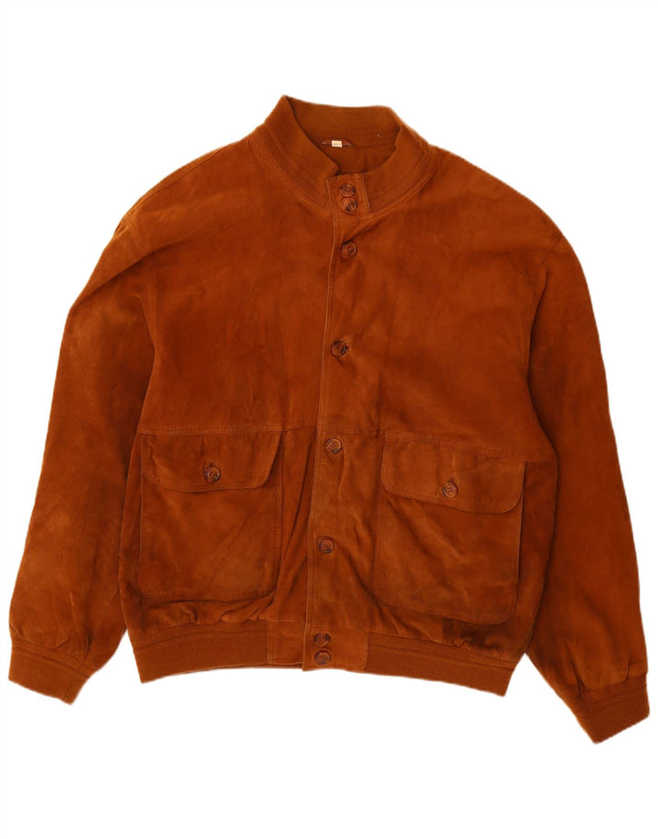 Jaqueta masculina vintage de camurça IT 58 4XL couro marrom