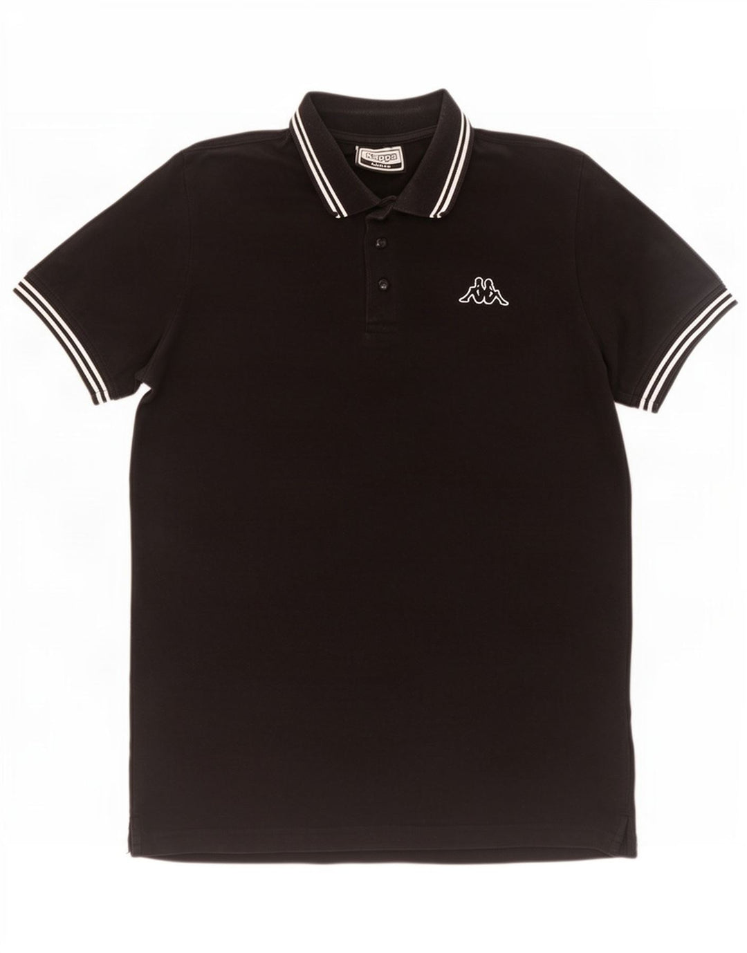 Camisa polo masculina Kappa grande algodão listrado preto