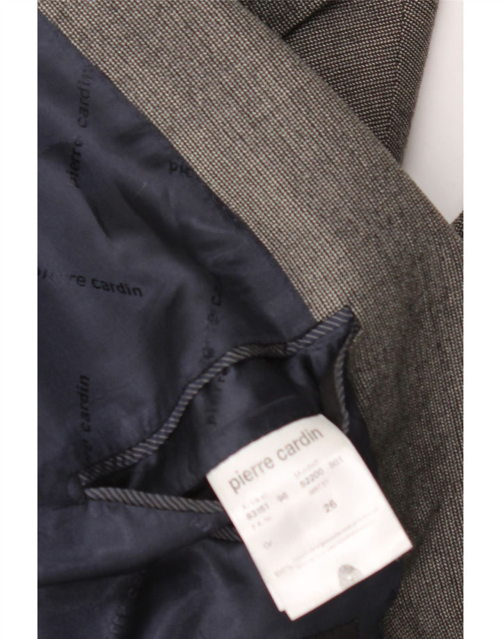 Jaqueta blazer masculina PIERRE CARDIN com 2 botões Reino Unido 40 grande lã virgem cinza