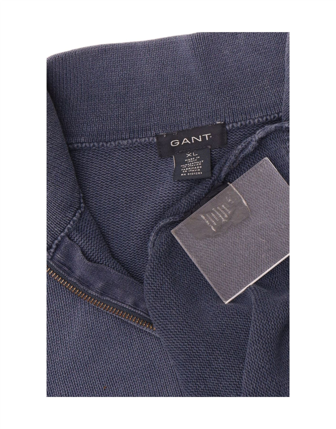 Suéter masculino Gant com zíper e gola XL algodão azul marinho