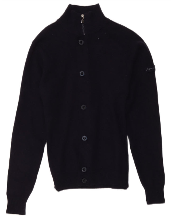 Suéter cardigã masculino PEUTEREY lã azul marinho médio