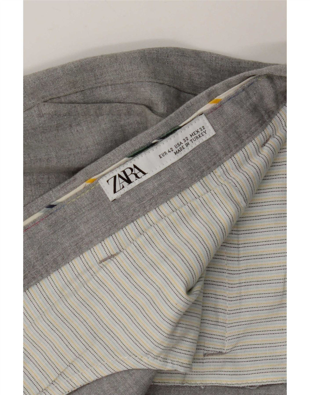 Zara Mens Slim Suit Calças EU 42 Grande W32 L28 Cinza