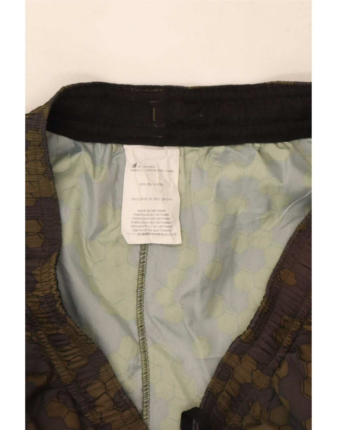 Shorts de natação masculino New Balance poliéster geométrico cáqui médio