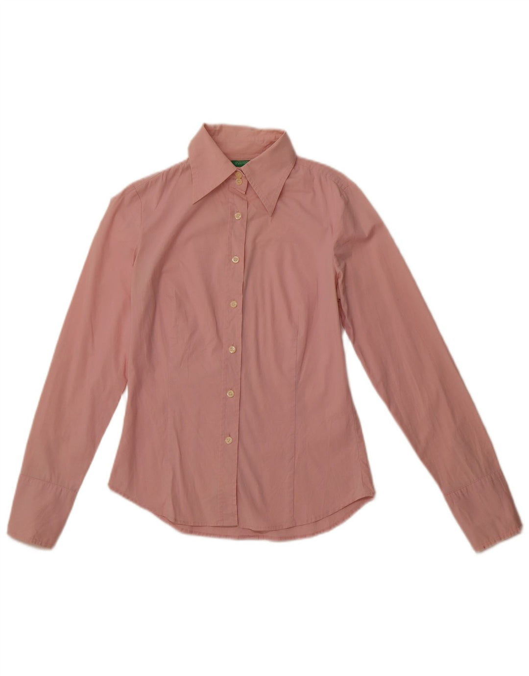 Camisa feminina BENETTON UK 10 pequeno algodão rosa