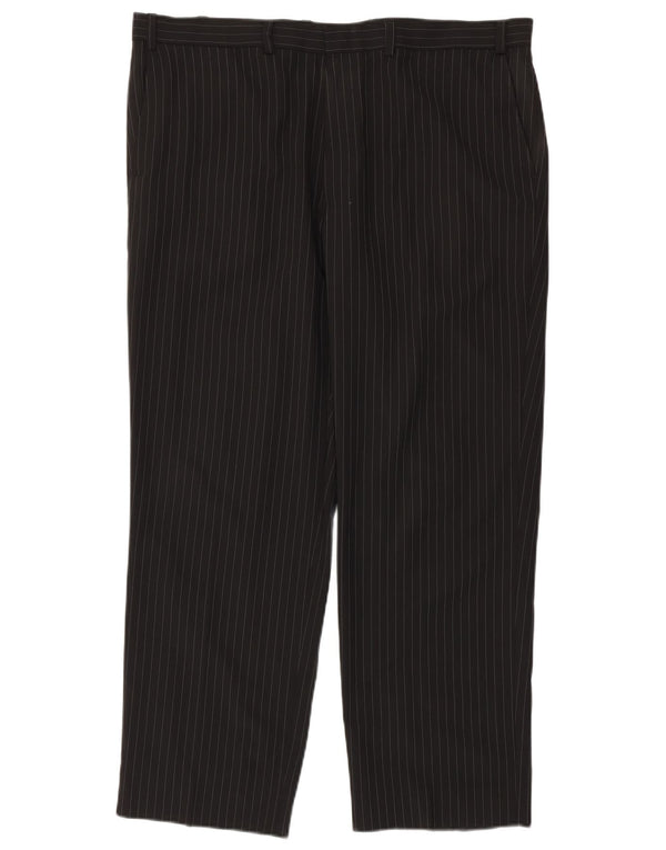 Calça masculina de terno reto Marks & Spencer W40 L29 listrada preta