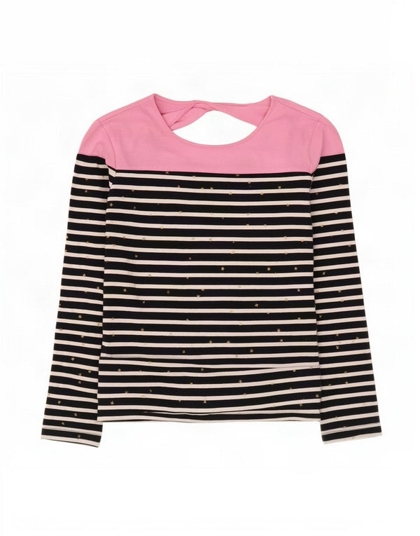 Top feminino Superdry de manga comprida UK 12 algodão listrado azul marinho médio