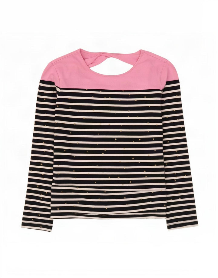 Top feminino Superdry de manga comprida UK 12 algodão listrado azul marinho médio
